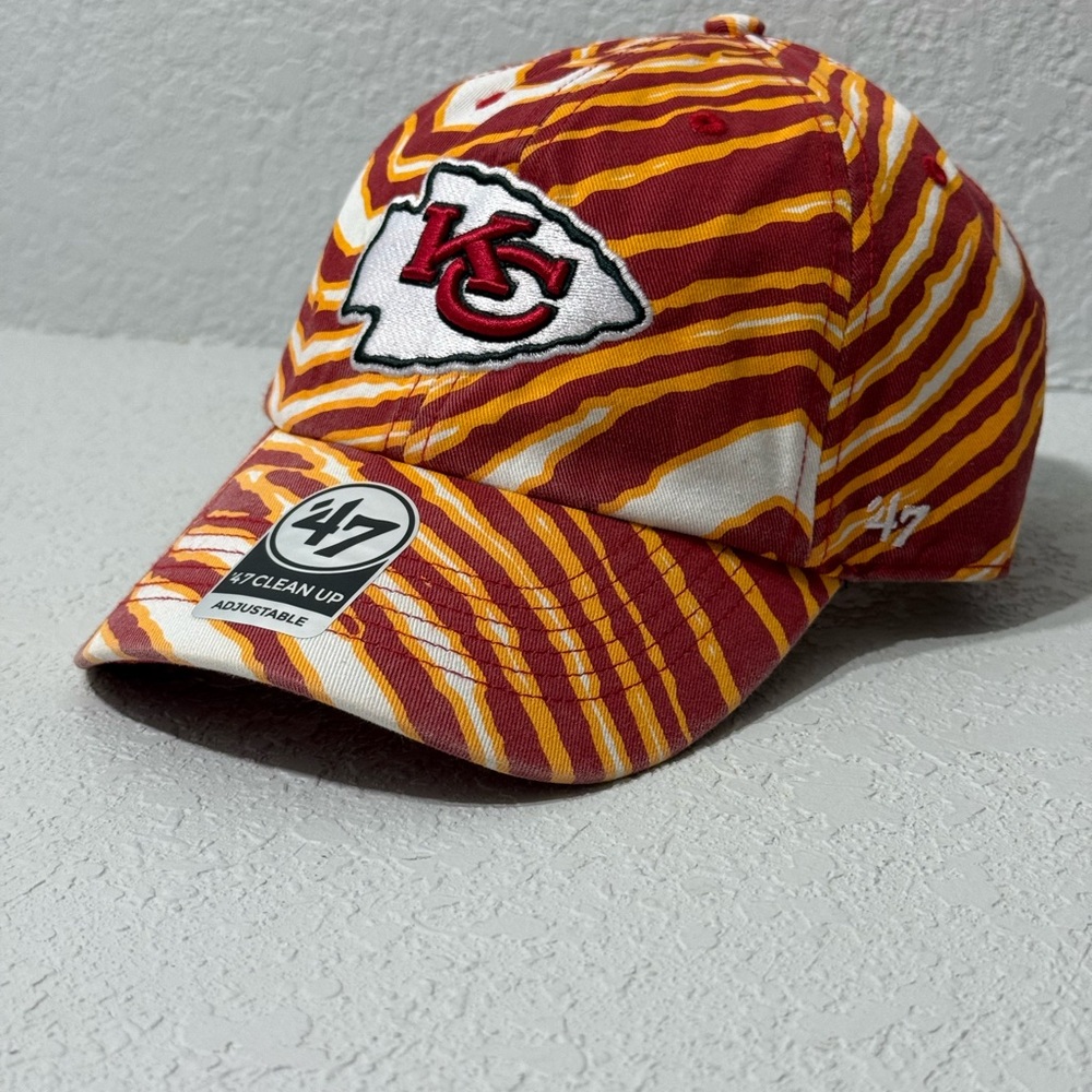Brand New 47 Brand Red and Yellow Striped Kansas City Chiefs Cap